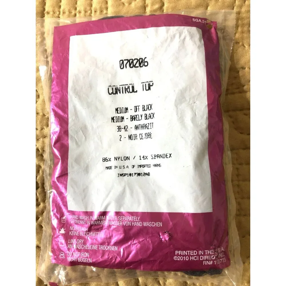 Lot 7 Vintage Y2K Silkies Control Top Pantyhose Nude Natural Off Black USA Sz M